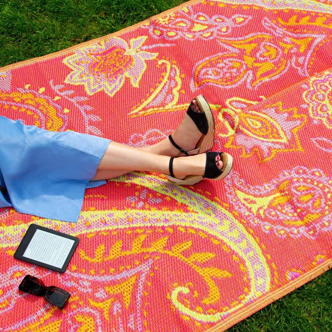 Boho Paisley Outdoor Rug | Waterproof | Picnic Patio Rug | 120x180 cm