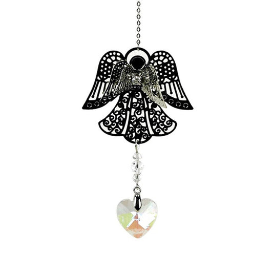 Angel and Crystal Heart Window Decoration | Sun Catcher | Protection Charm | Angel Talisman