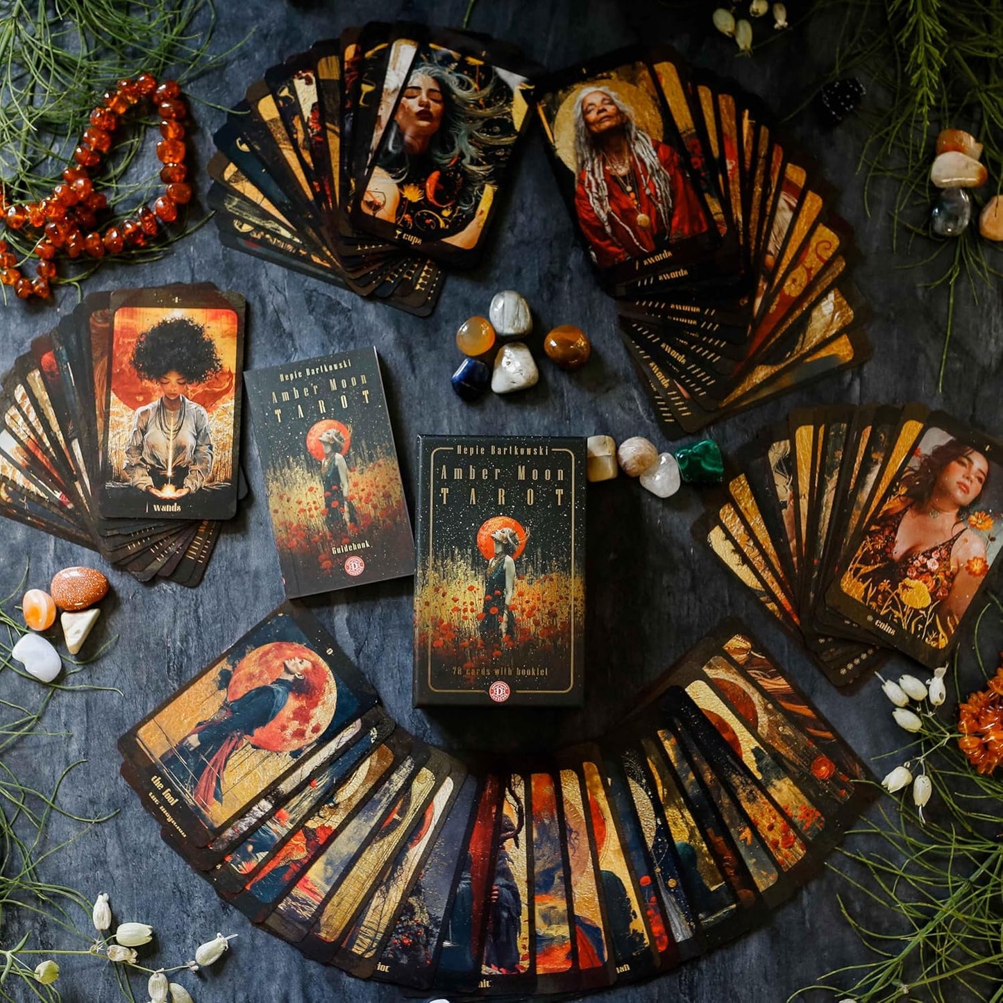 Amber Moon Tarot | 78 tarot cards and 80-page booklet Cards | 2025 | by Hepie Bartkowski (Author)