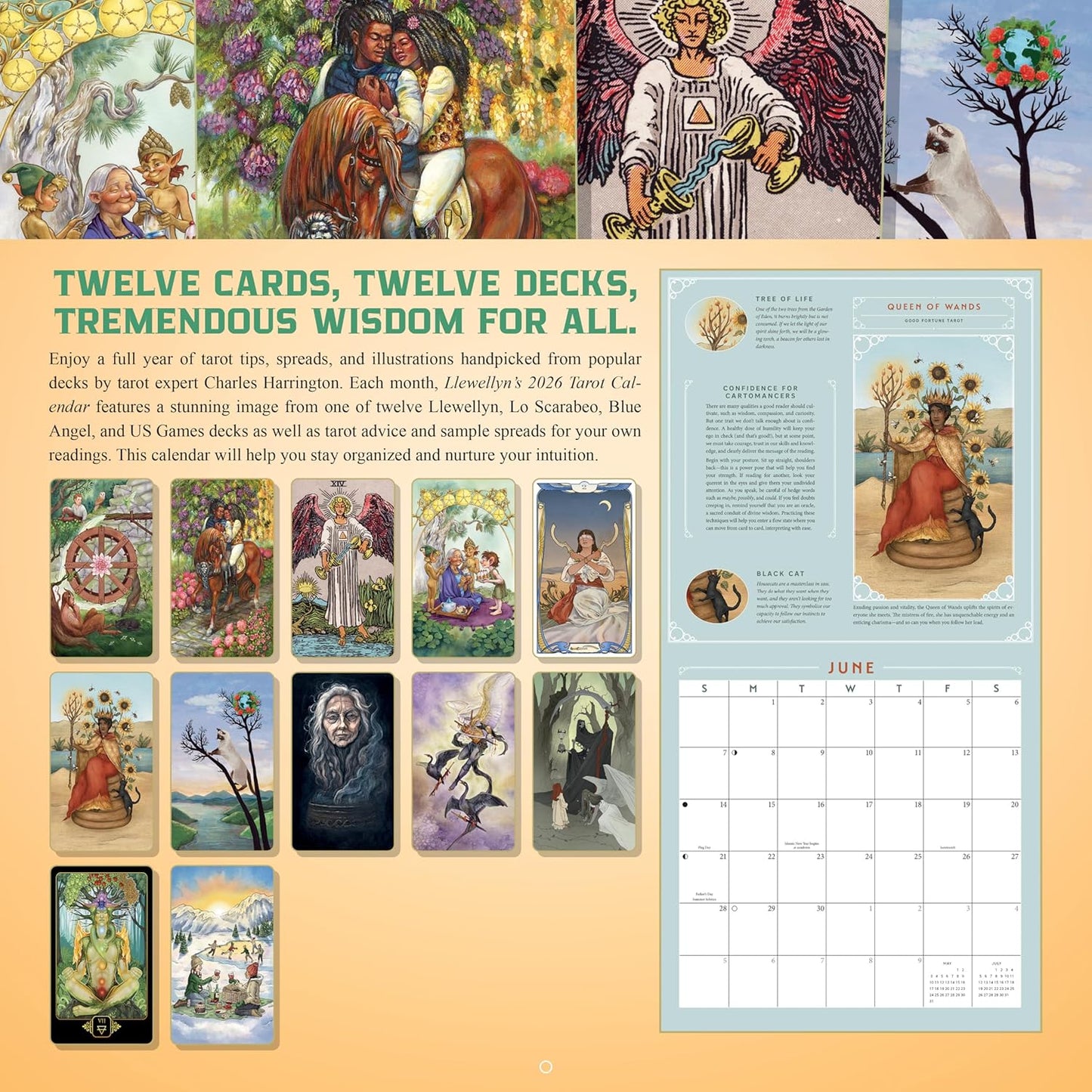 Llewellyn's 2026 Tarot Calendar: Insights, Spreads, and Tips | Wall Calendar |  |by Llewellyn Charles (Author), Charles Harrington (Author)