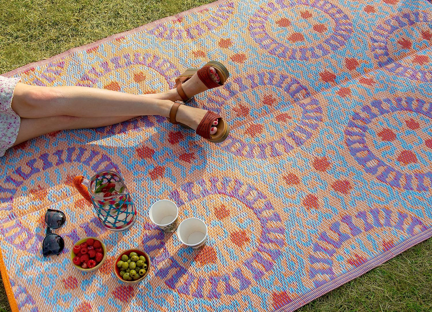 Pink Boho Outdoor Rug | Waterproof | Pinic Blanket | 120 x 180 cm