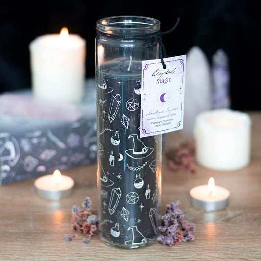Crystal Witch Jasmine Tube Candle with Amethyst Chips | Goth Decor | Cottagecore