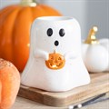 Ghost Shaped Oil Burner with Pumpkin | 11cm | Goth Decor | Halloween | Home Fragrance