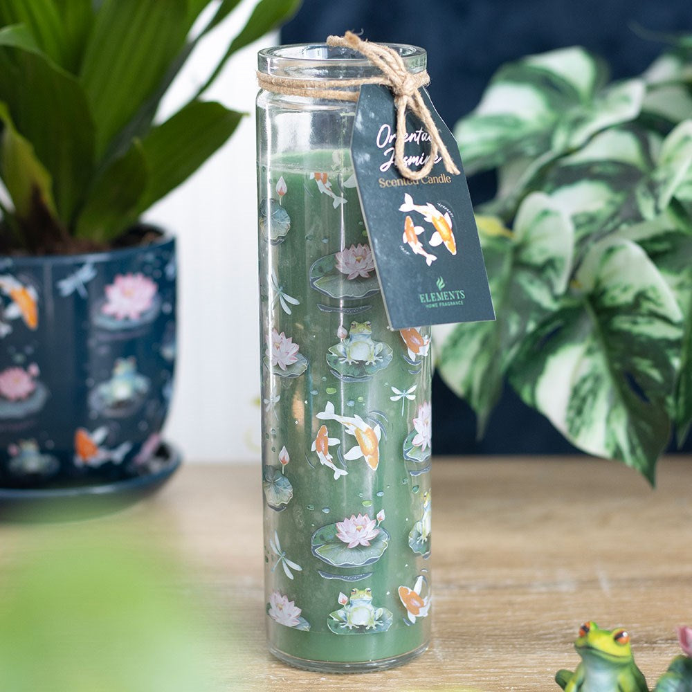 Pond Print Oriental Jasmine Tube Candle | Gift | Altar Candle | Jasmine Fragrance