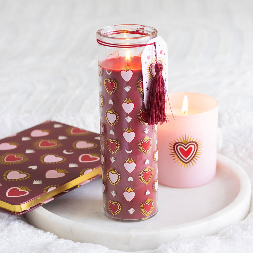 Sacred Heart Print  Tube Candle | Black Fig Scent | Valentines Gift | Love Magic