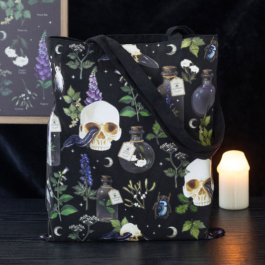 Venom and Vines Print Polycotton Tote Bag | Witchy Gift | Cottagecore