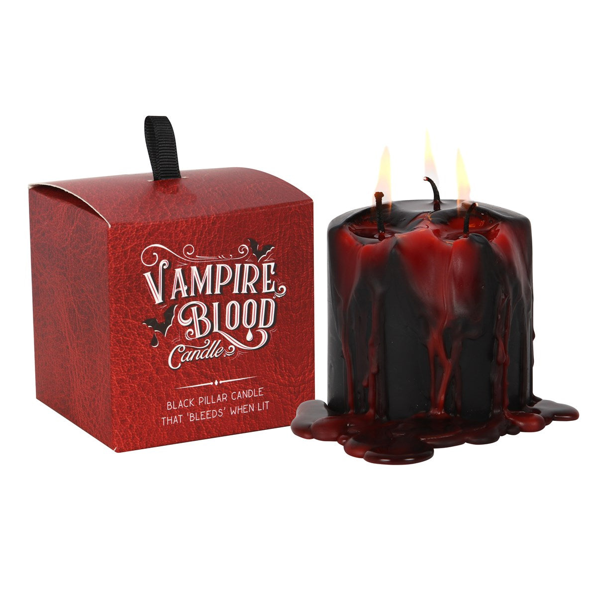 Vampire Blood Pillar Candle | Black Candle That Bleeds When Lit | Goth Decor | Altar Candles