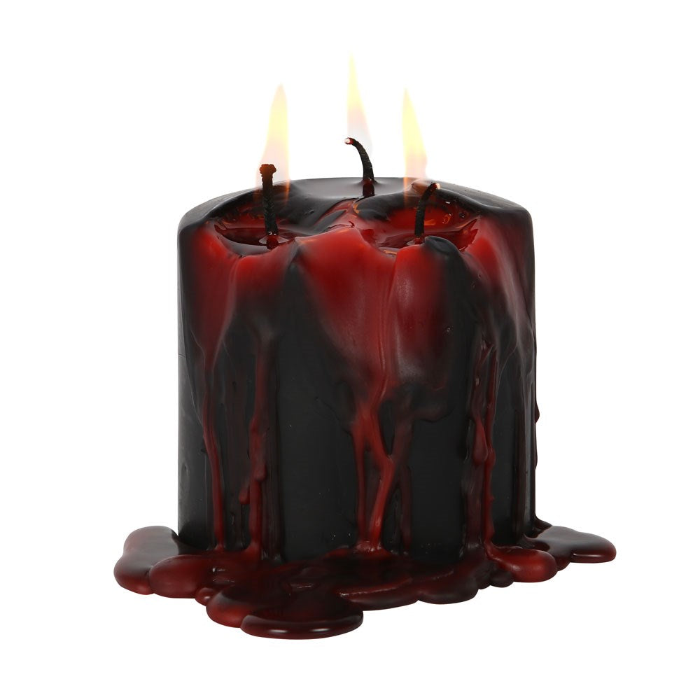 Vampire Blood Pillar Candle | Black Candle That Bleeds When Lit | Goth Decor | Altar Candles