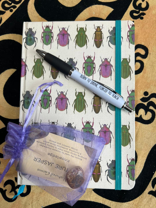End of Term Teacher Gift Bundle | Notebook, Pen and Picture Jasper Stone | Teacher Appreciation Gift Bundle | Teacher Thank You Gift