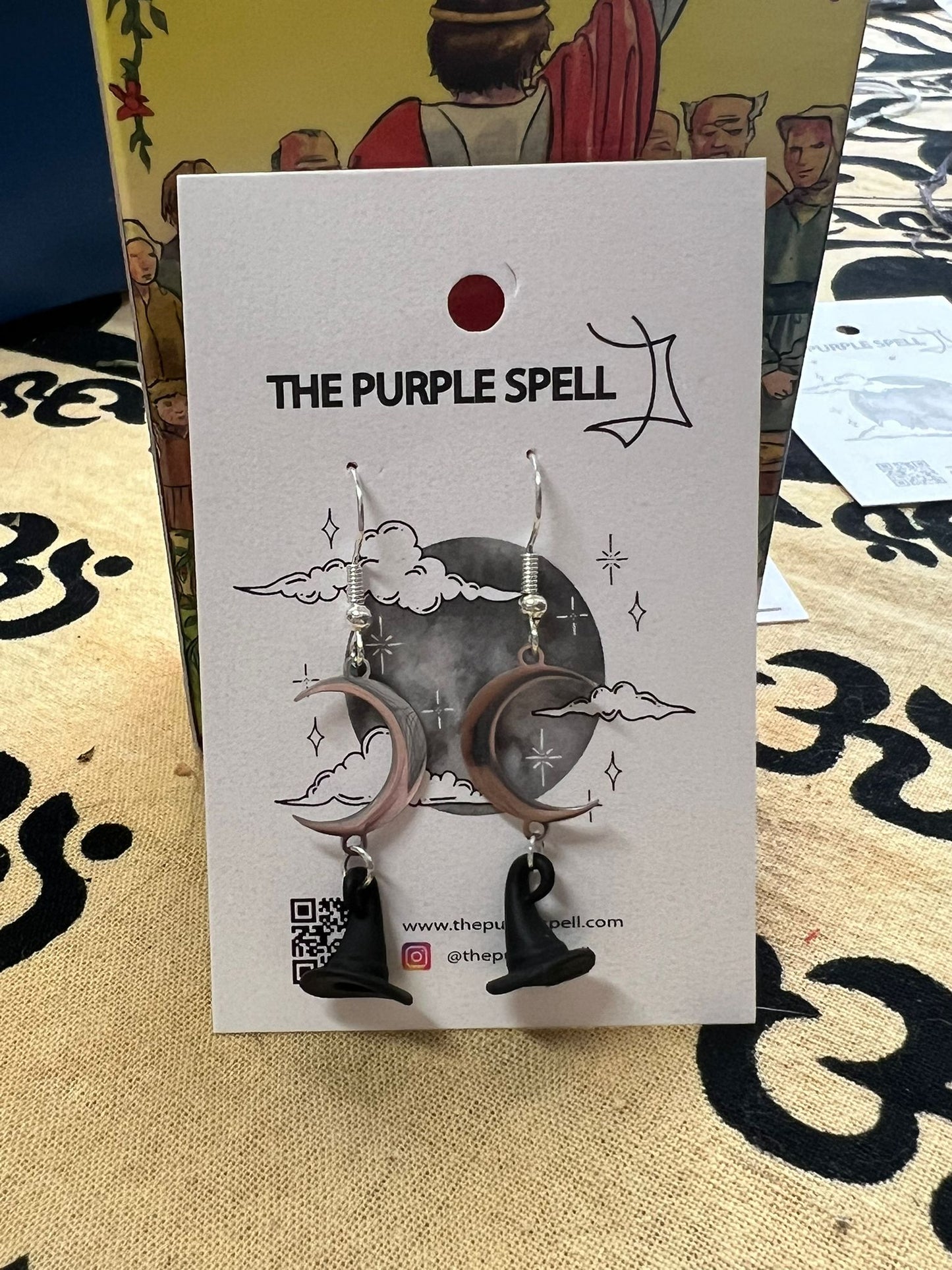 Moon and Witch Hat Dangle Earrings | Witchy Jewellery | Goth | Wiccan