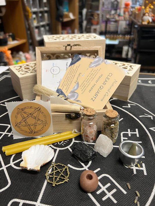 Witch-on-the-Go Travel Altar | Portable Mini Discreet Altar Kit in a Decorative Wood Box