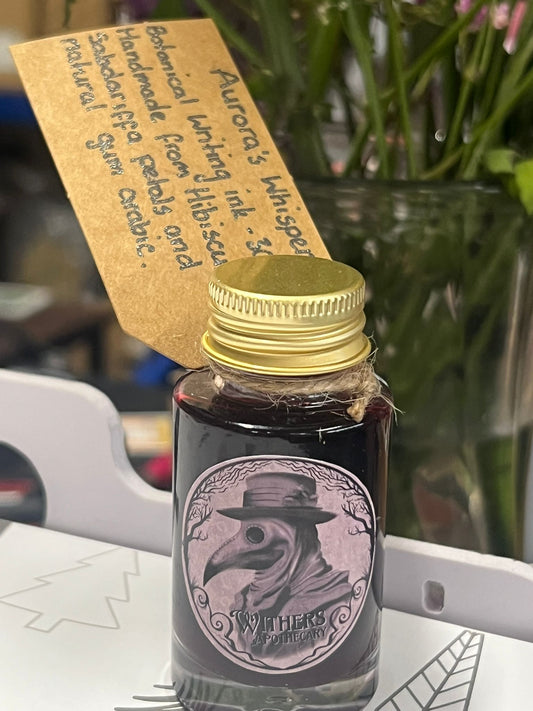 Aurora's Whisper Botanical Ink | Magical Ink | Hibiscus sabdarrifa Petals | Handmade by Master Herbalist | Withers Apothecary | The Alchemy of Clarity and Transformation (Copy)
