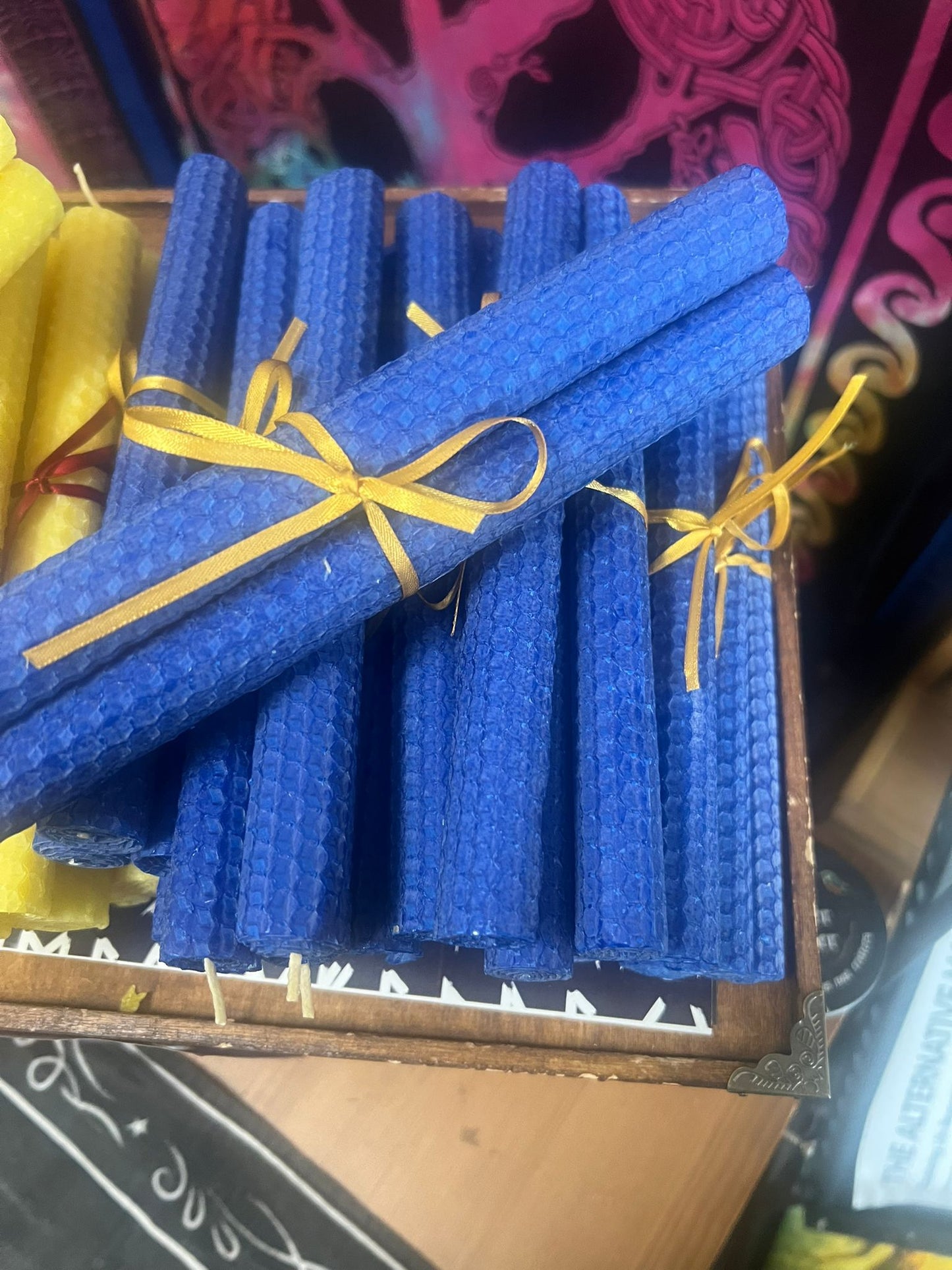 Set of 3 large Hand Rolled Beeswax Candles | Comes in Two Colours | Dinner Candles | Witch Altar