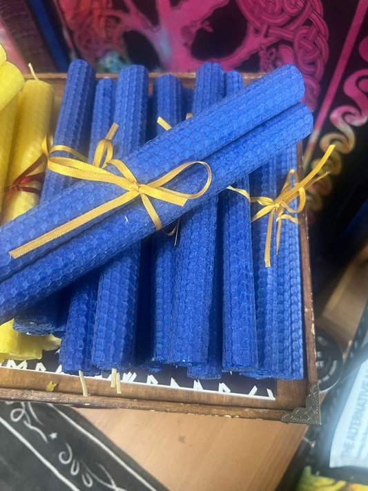 Set of 3 large Hand Rolled Beeswax Candles | Comes in Two Colours | Dinner Candles | Witch Altar