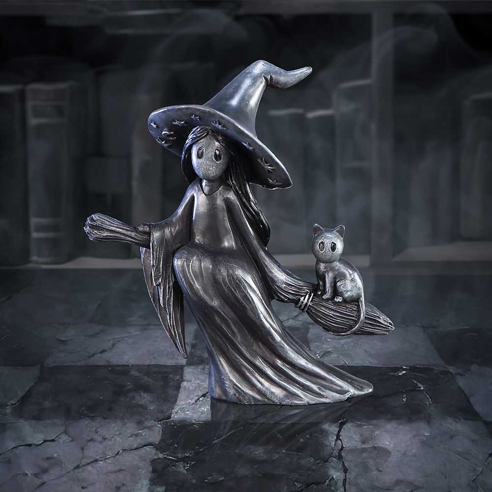 Little Souls | Beam Witch on Broom Figurine | 15cm | Witch Figurine | Nemesis Now