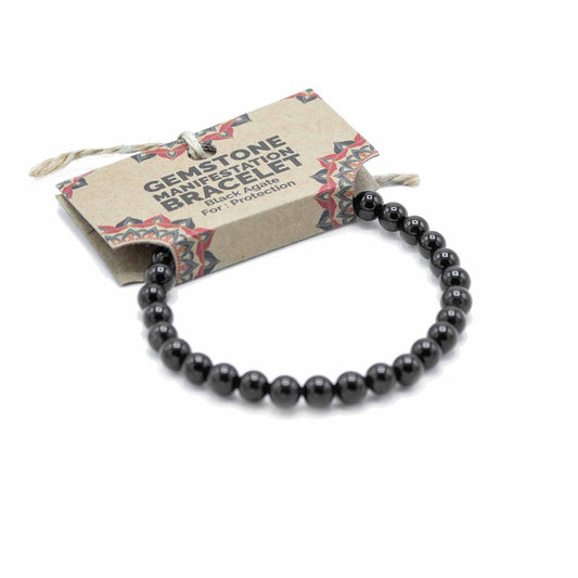 Gemstone Manifestation Bracelet | Black Agate | Protection | Power Bracelet | Boho Jewllery