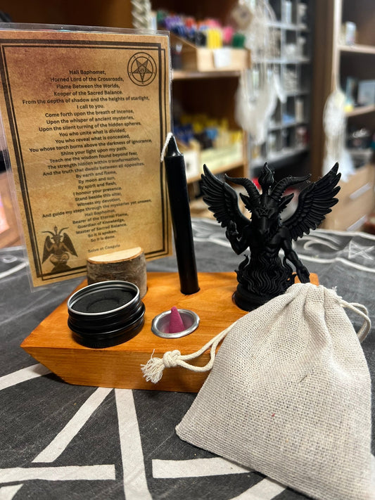 Baphomet Starter and Travel Altar Kit | Portable Witchcraft Ritual Set | Pagan Deity Kit