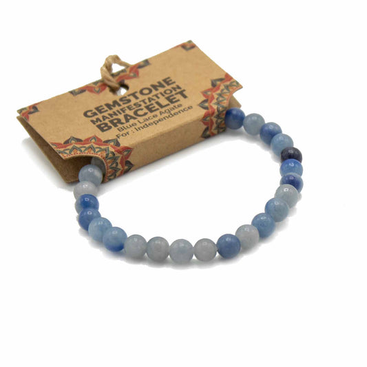 Gemstone Manifestation Bracelet | Blue Lace Agate | Independence | Power Bracelet | Boho Jewllery