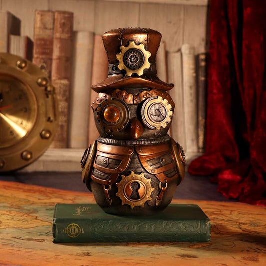 Hootle | 22.7cm | Steampunk Owl with Top Hat | Goth Figurine
