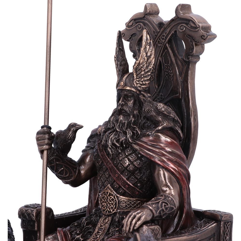 Odin All Father Wolves and Throne Figurine |  22cm | Norse Mythology | Ancient Gods | Vikings