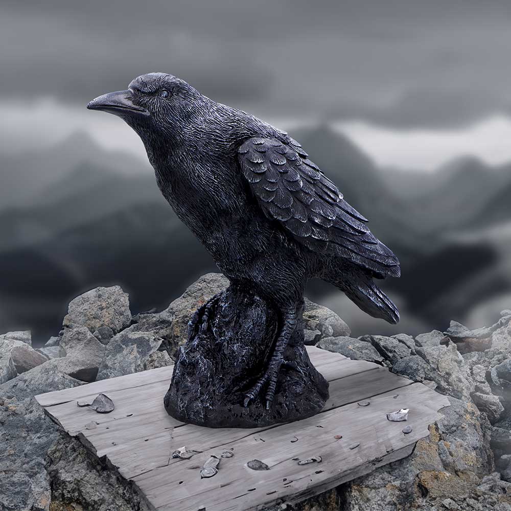 Raven Messenger Figurine | 25cm | Bird Figurine
