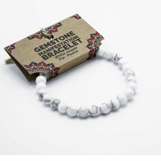 Gemstone Manifestation Bracelet | White Jasper | Pe ace| Power Bracelet | Boho Jewllery