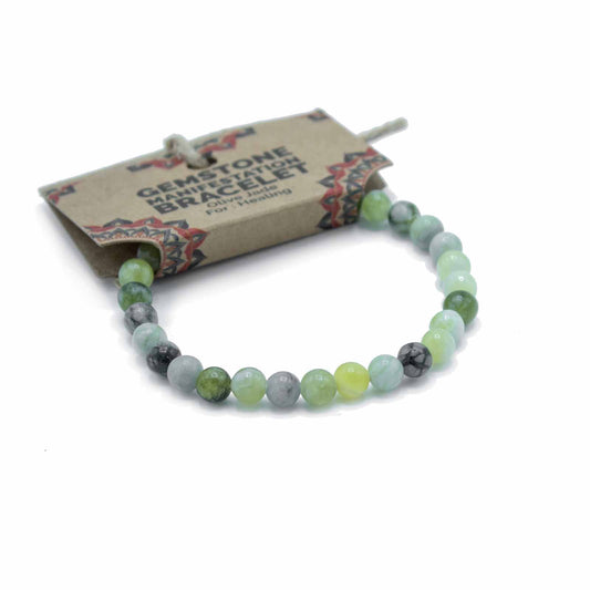 Gemstone Manifestation Bracelet | Olive Jade| Healing| Power Bracelet | Boho Jewllery