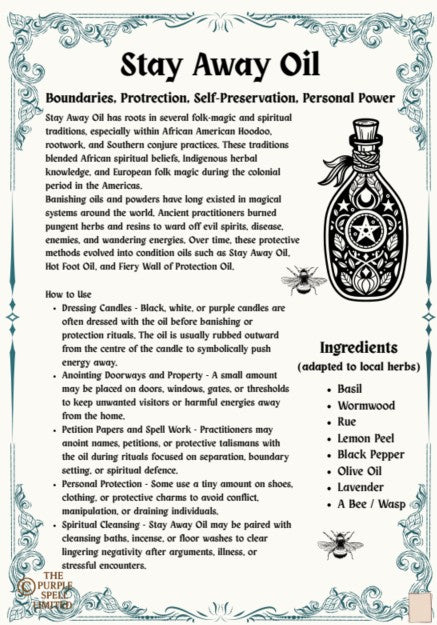 Stay Away Oil |  Protection Oil | Anointing Oil | Spell Reagent | Purple Spell Apothecary