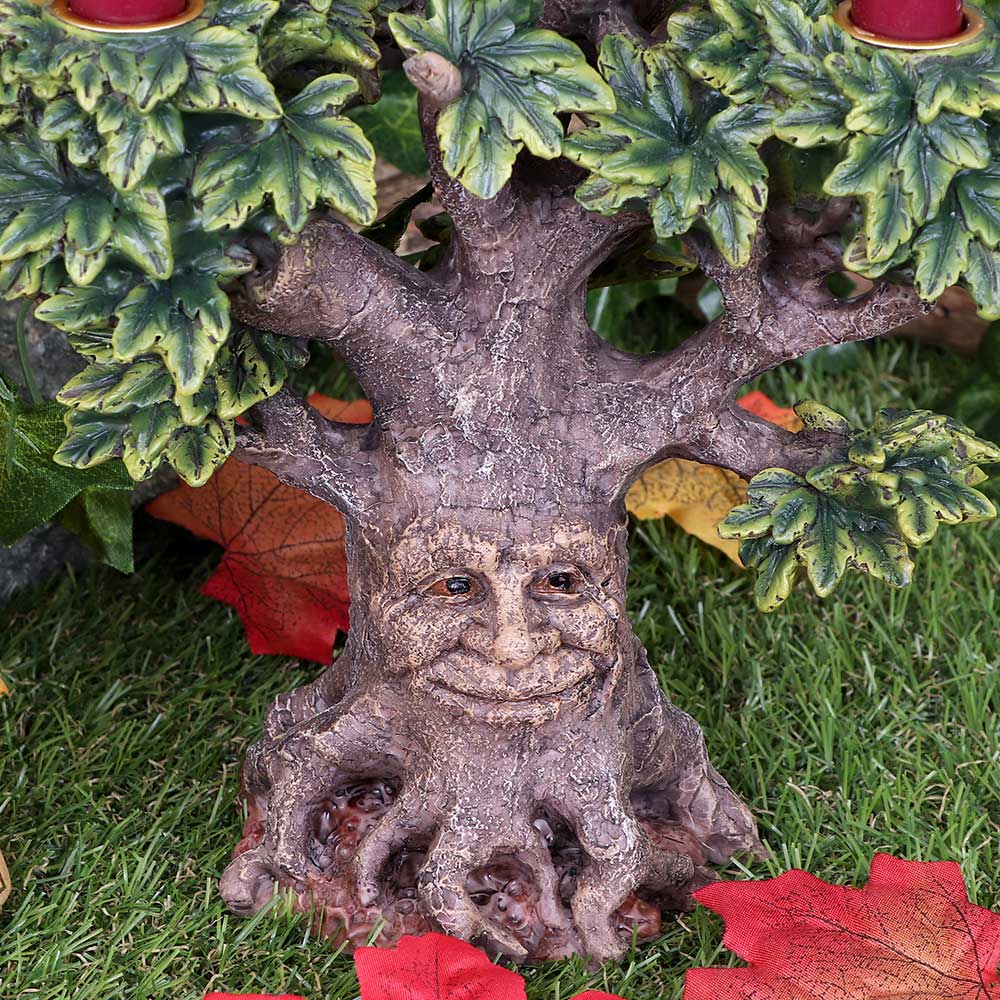 Forest Flame Candle Holder | Tree Spirit Green Man Ornament  21.5cm