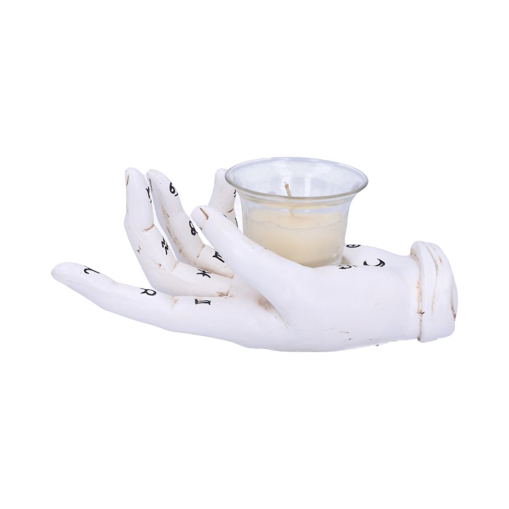 Palmist's Prediction White Chiromancy Hand Candle Holder | 18.3cm | Tealight Holder |