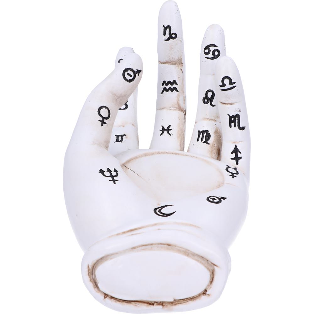 Palmist's Prediction White Chiromancy Hand Candle Holder | 18.3cm | Tealight Holder |