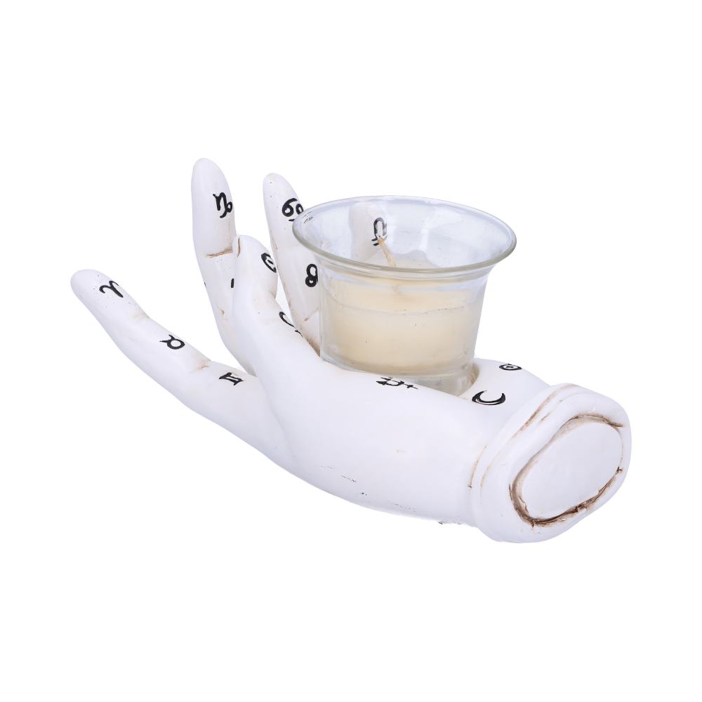 Palmist's Prediction White Chiromancy Hand Candle Holder | 18.3cm | Tealight Holder |
