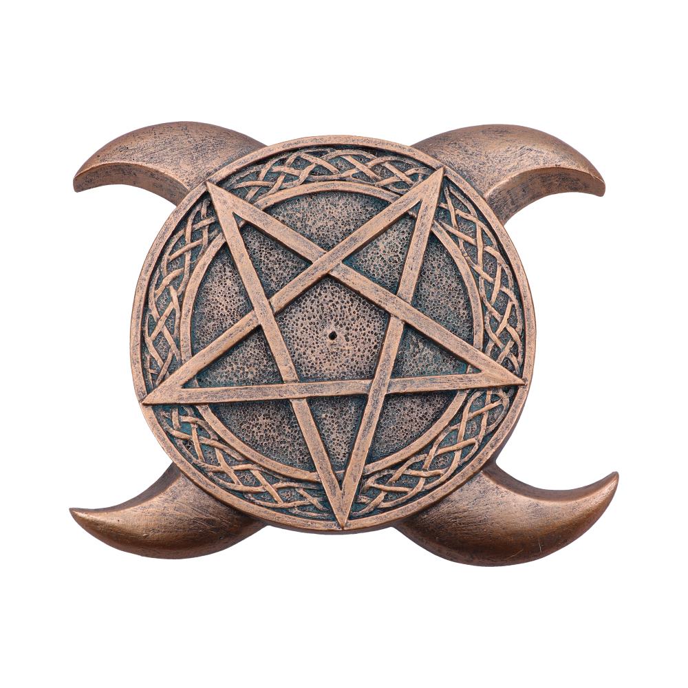 Triple Moon Pentacle Incense Burner |  15.5cm | Altar Piece | Pagan