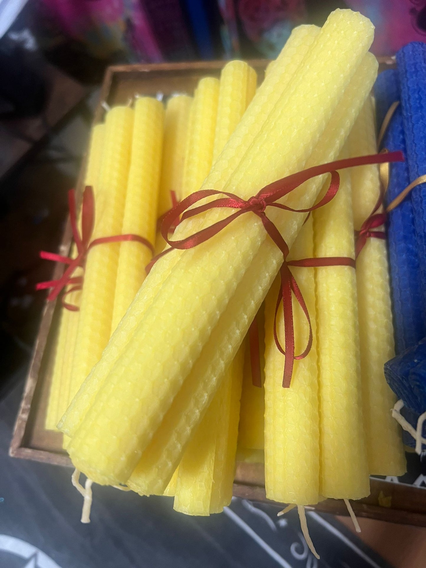 Set of 3 large Hand Rolled Beeswax Candles | Comes in Two Colours | Dinner Candles | Witch Altar